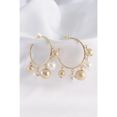 BUĞZ Pirinç Gold Renk Topçuk Model Halka Küpe