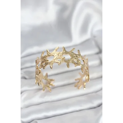 BUĞZ Pirinç Gold Renk Vintage Kadın Bileklik