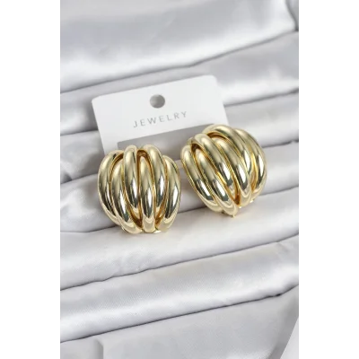 BUĞZ Pirinç Gold Renk Vintage Kadın Küpe
