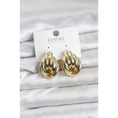 BUĞZ Pirinç Gold Renk Vintage Kadın Küpe