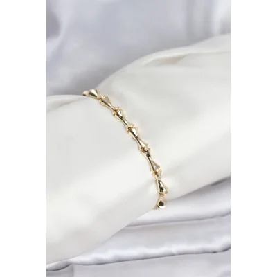 BUĞZ Pirinç Gold Renk VIP Seri Kemik Model Zirkon Taşlı Kadın Bileklik