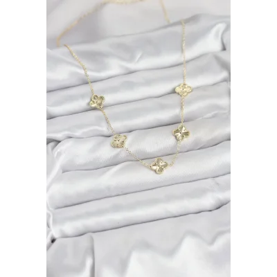 BUĞZ Pirinç Gold Renk Yonca Kadın Kolye - Lisinya