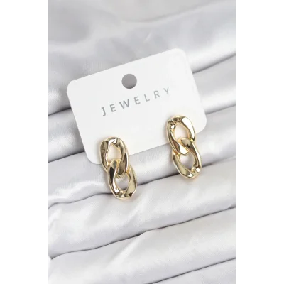 BUĞZ Pirinç Gold Renk Zincir Model Kadın Küpe