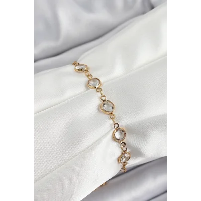 BUĞZ Pirinç Gold Renk Zirkon Taşlı Kadın Bileklik