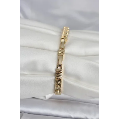 BUĞZ Pirinç Gold Renk Zirkon Taşlı Kadın Bileklik - BUĞZ