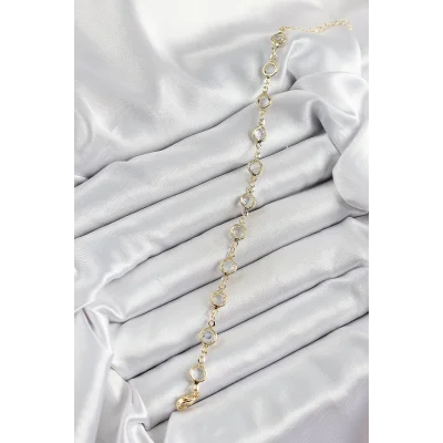 BUĞZ Pirinç Gold Renk Zirkon Taşlı Kadın Bileklik - Lisinya