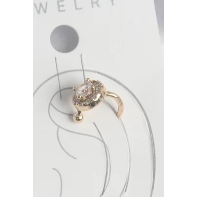 BUĞZ Pirinç Gold Renk Zirkon Taşlı Kadın Kıkırdak Küpe