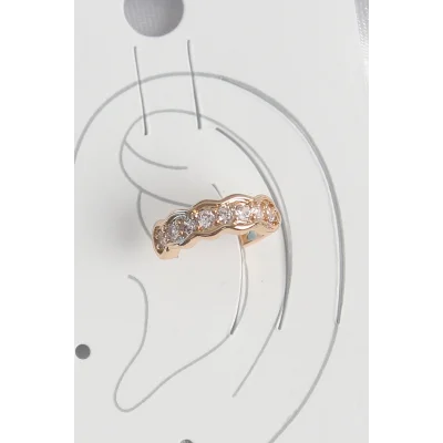 BUĞZ Pirinç Gold Renk Zirkon Taşlı Kadın Kıkırdak Küpe