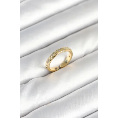 BUĞZ Pirinç Gold Renk Zirkon Taşlı Kadın Yüzük
