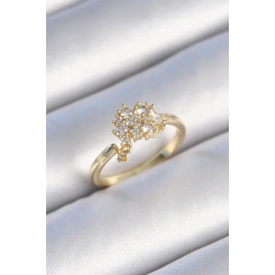 BUĞZ Pirinç Gold Renk Zirkon Taşlı Kadın Yüzük