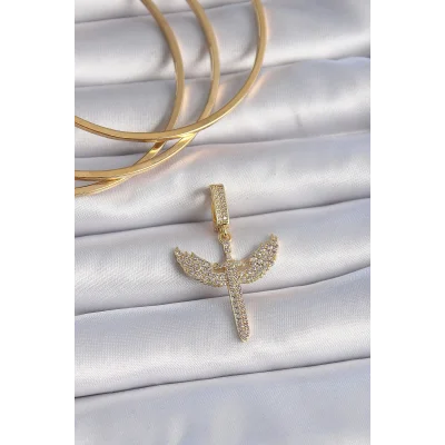 BUĞZ Pirinç Gold Renk Zirkon Taşlı Mikail Model Ajda Charm