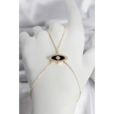 BUĞZ Pirinç Göz Model Gold Renk Zirkon Taşlı Kadın Şahmeran