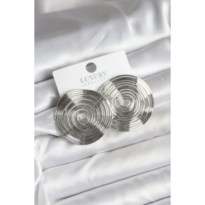 BUĞZ Pirinç Gümüş Renk Circle Model Kadın Küpe