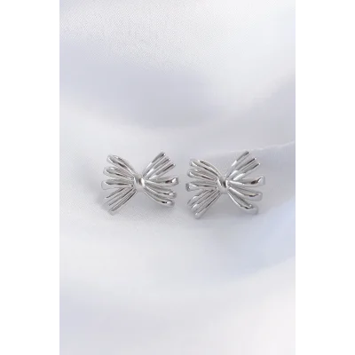 BUĞZ Pirinç Gümüş Renk Fiyonk Küpe