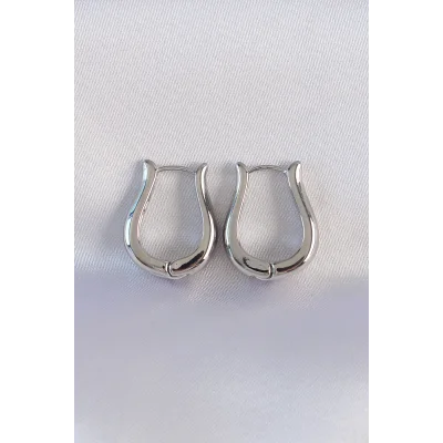 BUĞZ Pirinç Gümüş Renk İçi Boş Gül Küpe