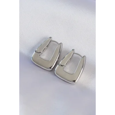 BUĞZ Pirinç Gümüş Renk Kalın Küpe