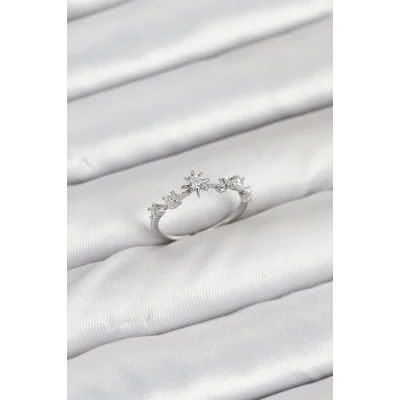 BUĞZ Pirinç Gümüş Renk Manifest Kadın Yüzük