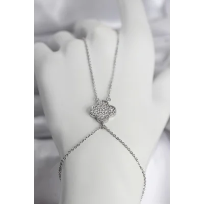 BUĞZ Pirinç Gümüş Renk Yonca Model Kadın Şahmeran