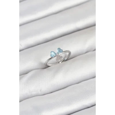 BUĞZ Pirinç Gümüş Renk Yonca Model Kadın Yüzük