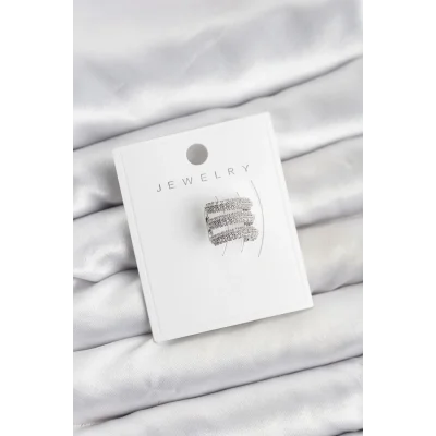 BUĞZ Pirinç Gümüş Renk Zirkon Taşlı Earcuff Kıkırdak Küpe