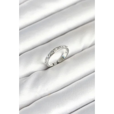 BUĞZ Pirinç Gümüş Renk Zirkon Taşlı Kadın Yüzük