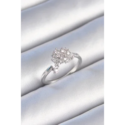 BUĞZ Pirinç Gümüş Renk Zirkon Taşlı Kadın Yüzük