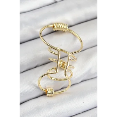 BUĞZ Pirinç Halkalı Model Gold Renk Kıkırdak Küpe - Lisinya