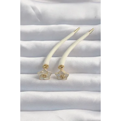 BUĞZ Pirinç Krem Renk Botega Küpe