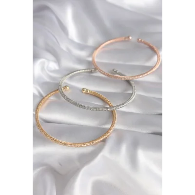 BUĞZ Pirinç Mix Renk Hasır Model Zirkon Taş Detay Kadın Bileklik Seti - Lisinya