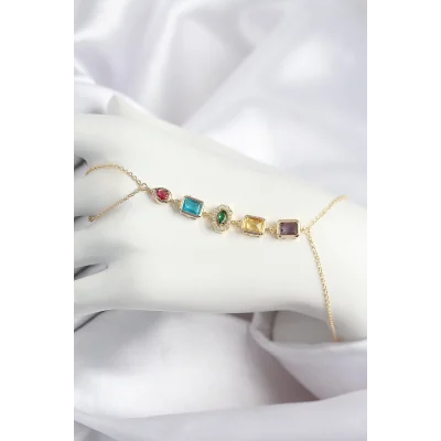 BUĞZ Pirinç Renkli Zirkon Taşlı Model Gold Renk Şahmeran