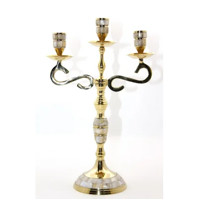 BUĞZ Pirinç Sedefli 3lü Şamdan 18912