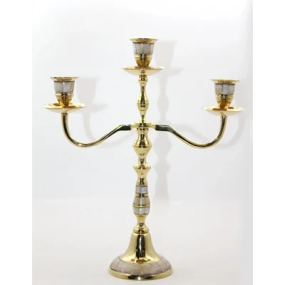 BUĞZ Pirinç Sedefli 3lü Şamdan 19124