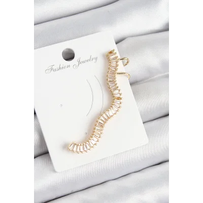 BUĞZ Pirinç Su Yolu Model Gold Renk Sağ Kıkırdak Küpe