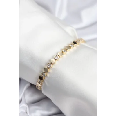 BUĞZ Pirinç VIP Seri Gold Renk Petek Model Kadın Bileklik