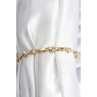 BUĞZ Pirinç VIP Seri Gold Renk Topçuk Model Kadın Bileklik - Lisinya