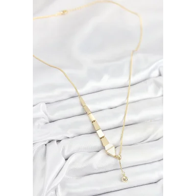 BUĞZ Pirinç Yılan Model Gold Renk Asansörlü Kadın Kolye - Lisinya
