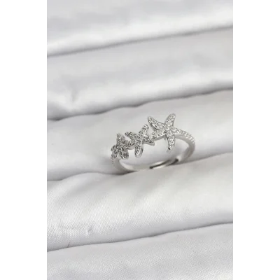 BUĞZ Pirinç Yıldız Model Gümüş Renk Kadın Yüzük