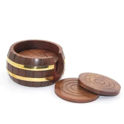  Pirinç Yuvarlak Ahşap Bardak Altı