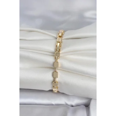 BUĞZ Pirinç Zirkon Taşlı Gold Renk Kadın Bileklik - BUĞZ