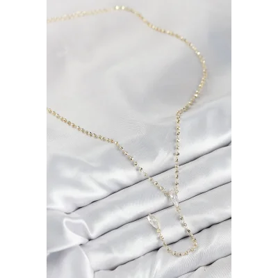 BUĞZ Pirinç Zirkon Taşlı Gold Renk Kadın Y Kolye - Lisinya