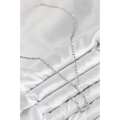 BUĞZ Pirinç Zirkon Taşlı Gümüş Renk Kadın Y Kolye - Lisinya