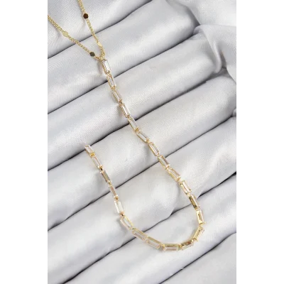 BUĞZ Pirinç Zirkon Taşlı Model Gold Renk Y Kolye