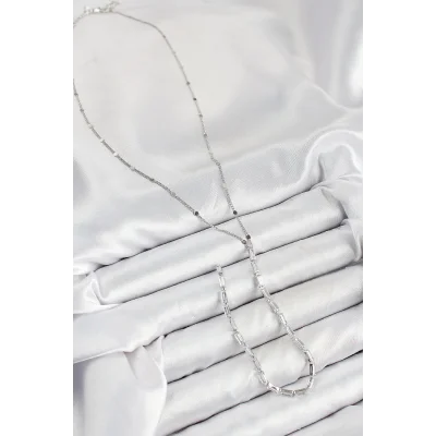 BUĞZ Pirinç Zirkon Taşlı Model Gümüş Renk Y Kolye - Lisinya