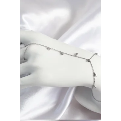 BUĞZ Pirinç Zirkon Taşlı Sallantılı Model Gümüş Renk Kadın Şahmeran