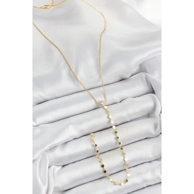 BUĞZ Pirinç Zirkon Taşlı Yıldız Figürlü Y Model Gold Renk Kadın Kolye - BUĞZ