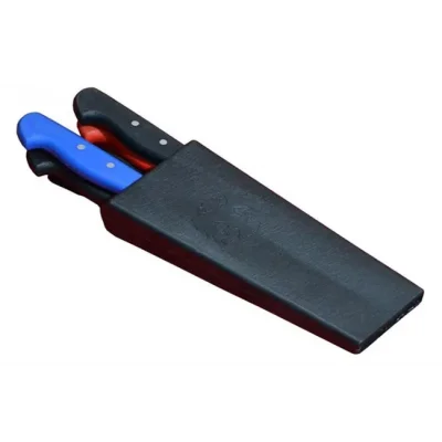 BUĞZ Eco Lounge Plastik Bıçak Kütüklüğü 4 lü - Kırmızı, Plastik, Kemerlikli Bıçak Çanta