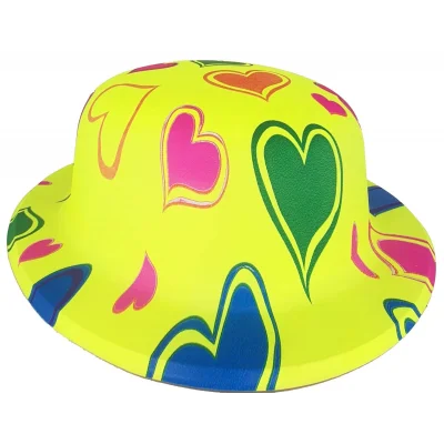 BUĞZ Plastik Neon Desenli UV Işık Parti Şapkası Sarı 1 Adet