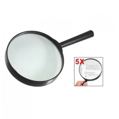 BUĞZ Plastik Siyah Yuvarlak Kolu 100mm Dia Büyüteç 5x Büyüteç