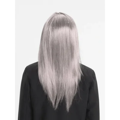 BUĞZ Platin Gri Gümüş Uzun Parti Peruğu