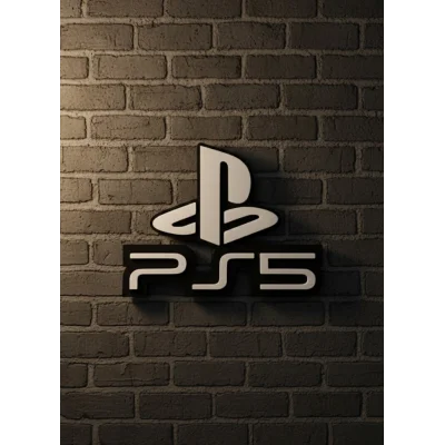 BUĞZ PlayStation 5 Logo Duvar Dekoru Minimal Tasarım 16×12 cm